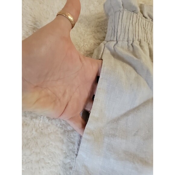 J Crew Skirt Womens 12 Beige Tan 100% Linen Elastic Waist City Mini 40304 - Picture 5 of 9
